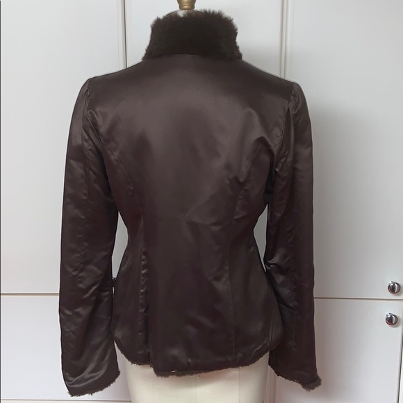 June Reversible Rabbit Fur Jacket - Chocolate - Picture 6 of 8